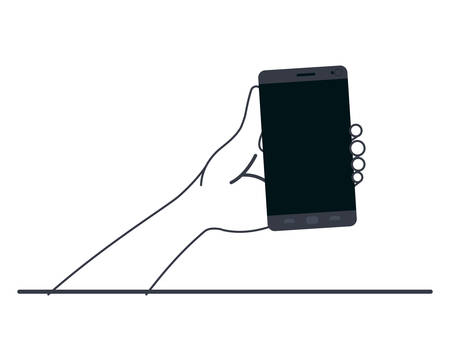 hand with smart phone isolated icon vector illustration desingのイラスト素材