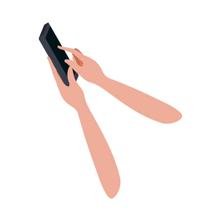 hands with smart phone isolated icon vector illustration desingのイラスト素材