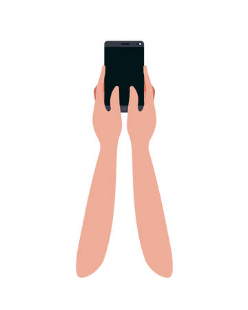 hands with smart phone isolated icon vector illustration desingのイラスト素材