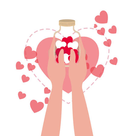 hand with jar and hearts isolated icon vector illustration desingのイラスト素材
