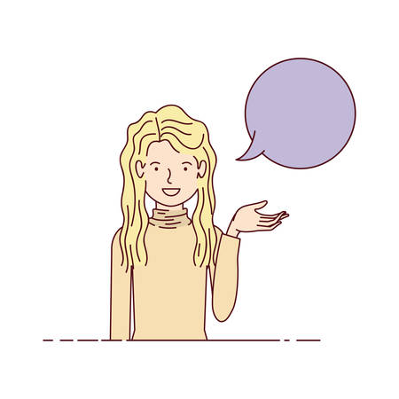young woman with speech bubble avatar character vector illustration desingのイラスト素材