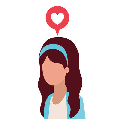 young woman with speech bubble avatar character vector illustration desingのイラスト素材
