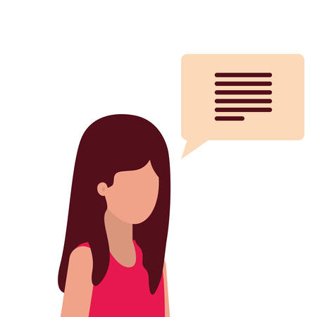 young woman with speech bubble avatar character vector illustration desingのイラスト素材