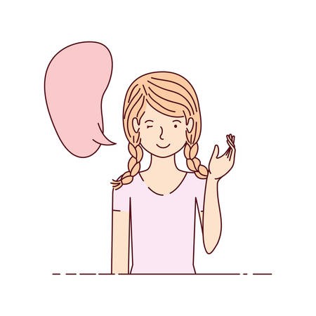 young woman with speech bubble avatar character vector illustration desingのイラスト素材