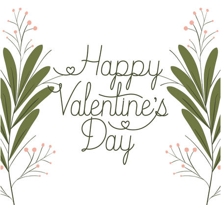 happy valennes day label with flower crown icons vector illustraon desingのイラスト素材