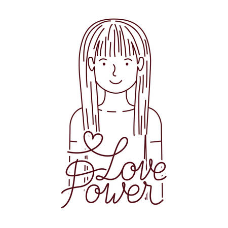 woman with label love power avatar character vector illustration desingのイラスト素材