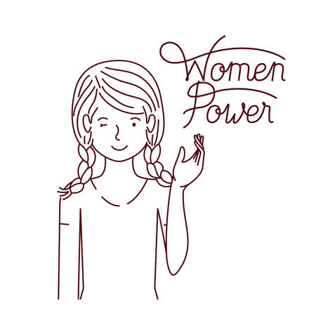 woman with label women power avatar character vector illustration desingのイラスト素材