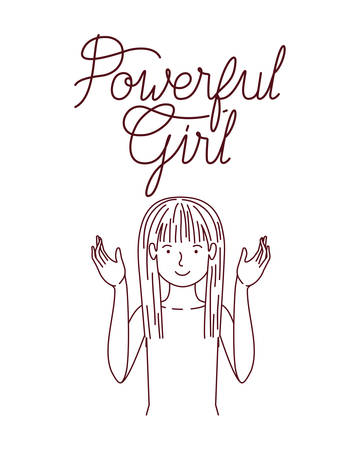 woman with label powerful girl avatar character vector illustration desingのイラスト素材