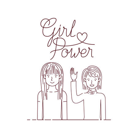 women with label girl power character vector illustration desingのイラスト素材