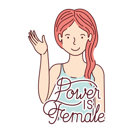 woman with label power is female avatar character vector illustration desingのイラスト素材
