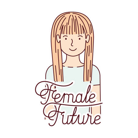 woman with label female future avatar character vector illustration desingのイラスト素材
