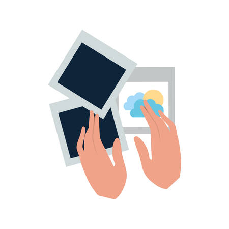 hands with photography objects isolated icon vector illustration designのイラスト素材