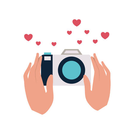 hands with photography objects isolated icon vector illustration designのイラスト素材