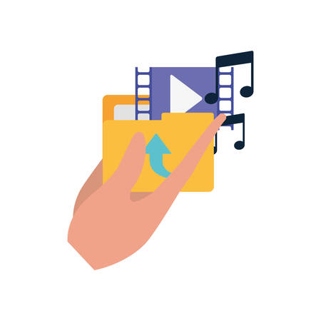 hands with folder isolated icon vector illustration designのイラスト素材