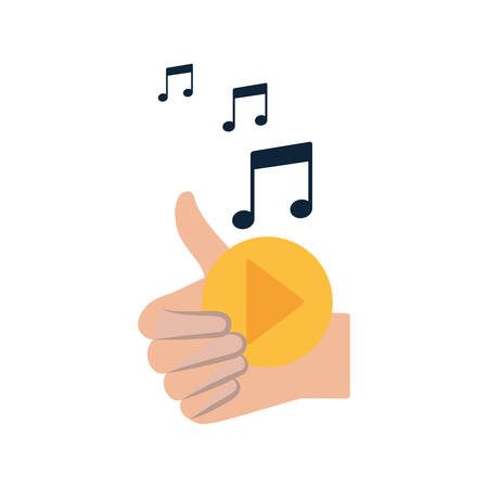 approval hands with play button isolated icon vector illustration designのイラスト素材