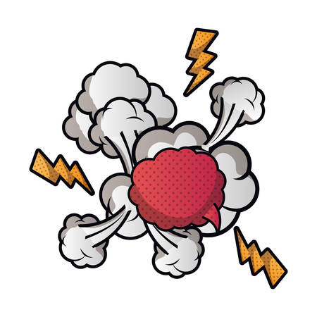 speech bubble with cloud and thunder isolated icon vector illustration desingのイラスト素材