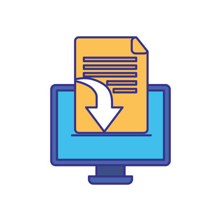 computer screen with objects isolated icon vector illustration designのイラスト素材