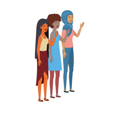 young women standing avatar character vector illustration desingのイラスト素材
