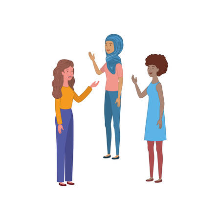 young women standing avatar character vector illustration desingのイラスト素材