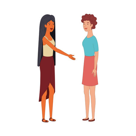 young women standing avatar character vector illustration desingのイラスト素材