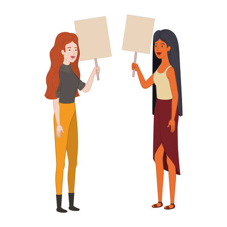 women with tag of wood avatar character vector illustration desingのイラスト素材