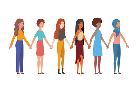 young women standing avatar character vector illustration desingのイラスト素材