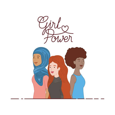 women with label girl power character vector illustration desingのイラスト素材