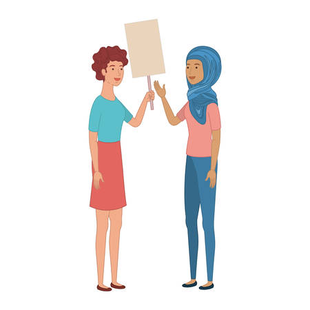 women with tag of wood avatar character vector illustration desingのイラスト素材