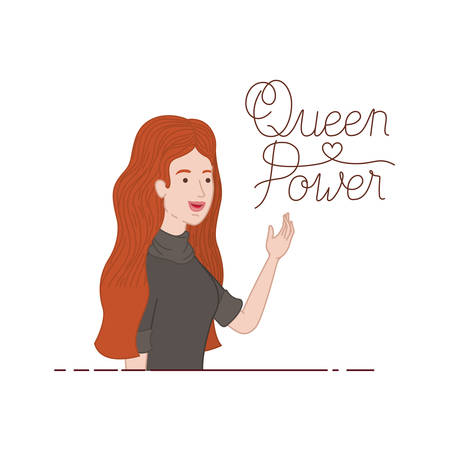 woman with label queen power avatar character vector illustration desingのイラスト素材