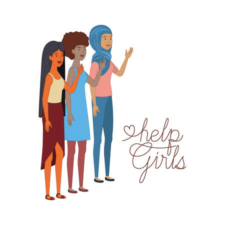 women with label help girl avatar character vector illustration desingのイラスト素材
