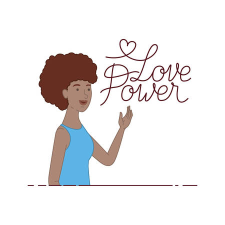 woman with label love power avatar character vector illustration desingのイラスト素材