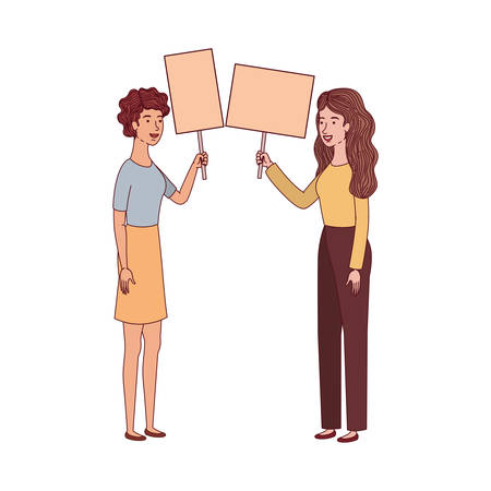 women with tag of wood avatar character vector illustration desingのイラスト素材