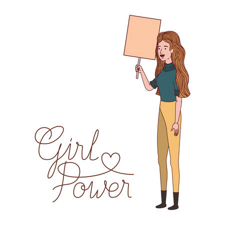 woman with label girl power character vector illustration desingのイラスト素材