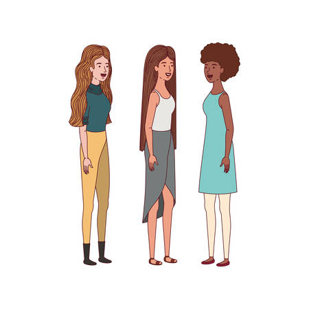 young women standing avatar character vector illustration desingのイラスト素材