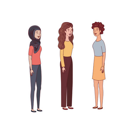 young women standing avatar character vector illustration desingのイラスト素材