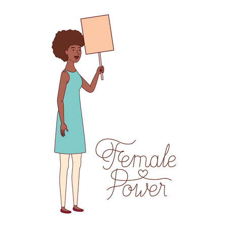 woman with label female power avatar character vector illustration desingのイラスト素材