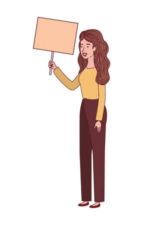 woman with tag of wood avatar character vector illustration desingのイラスト素材