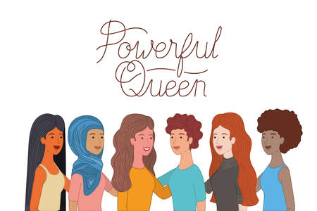 women with label powerful queen avatar character vector illustration desingのイラスト素材