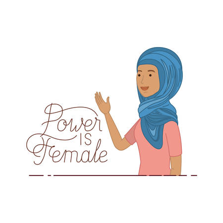 woman with label power is female avatar character vector illustration desingのイラスト素材
