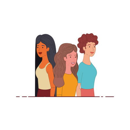 young women avatar character vector illustration desingのイラスト素材