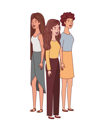 young women standing avatar character vector illustration desingのイラスト素材