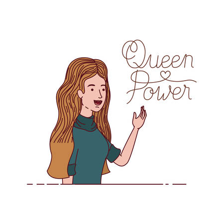 woman with label queen power avatar character vector illustration desingのイラスト素材