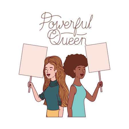 women with label powerful queen avatar character vector illustration desingのイラスト素材