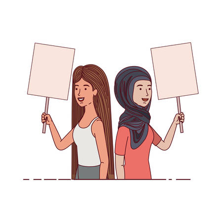 women with tag of wood avatar character vector illustration desingのイラスト素材