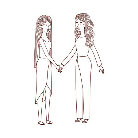young women standing avatar character vector illustration desingのイラスト素材