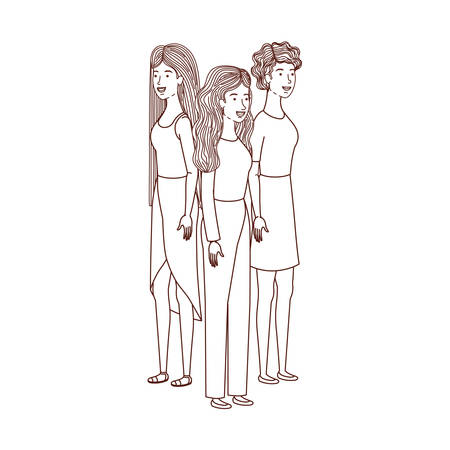 young women standing avatar character vector illustration desingのイラスト素材