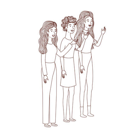 young women standing avatar character vector illustration desingのイラスト素材