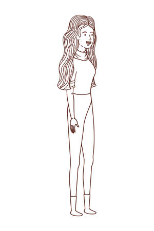 young woman standing avatar character vector illustration desingのイラスト素材