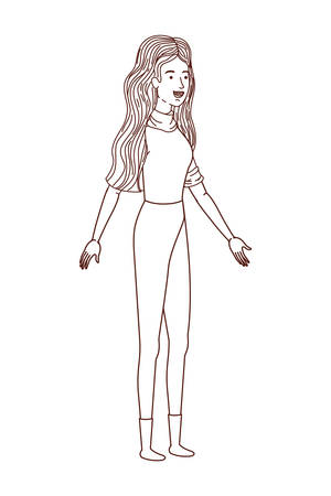 young woman standing avatar character vector illustration desingのイラスト素材