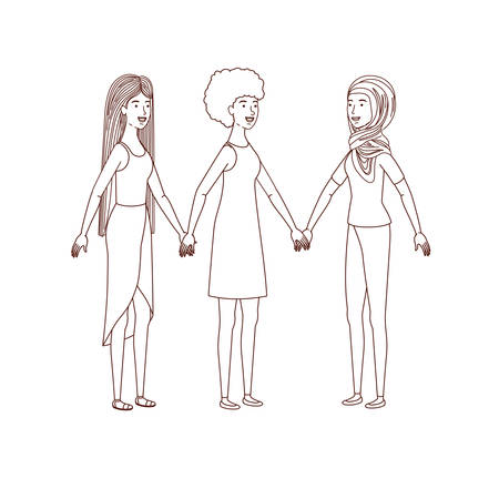 young women standing avatar character vector illustration desingのイラスト素材